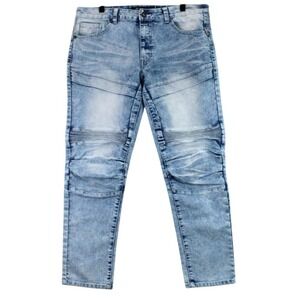 Rocawear Men's Slim Fit Light Wash Moto‎ Jeans W36 L30
